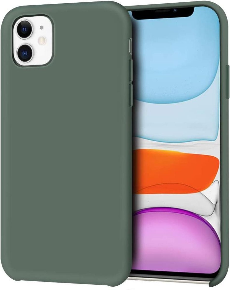 Siliconen Liquid Backcover Hoesje Geschikt voor: iPhone 12 - Pine Green