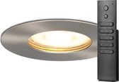 18x HOFTRONIC Bari - Inbouwspot met afstandsbediening - LED - Zaagmaat 70mm - RVS - Dimbaar - Waterdicht - 5 Watt - 350 lumen - 230V - 2700K Extra warm wit - Verwisselbare GU10 - Plafondspots