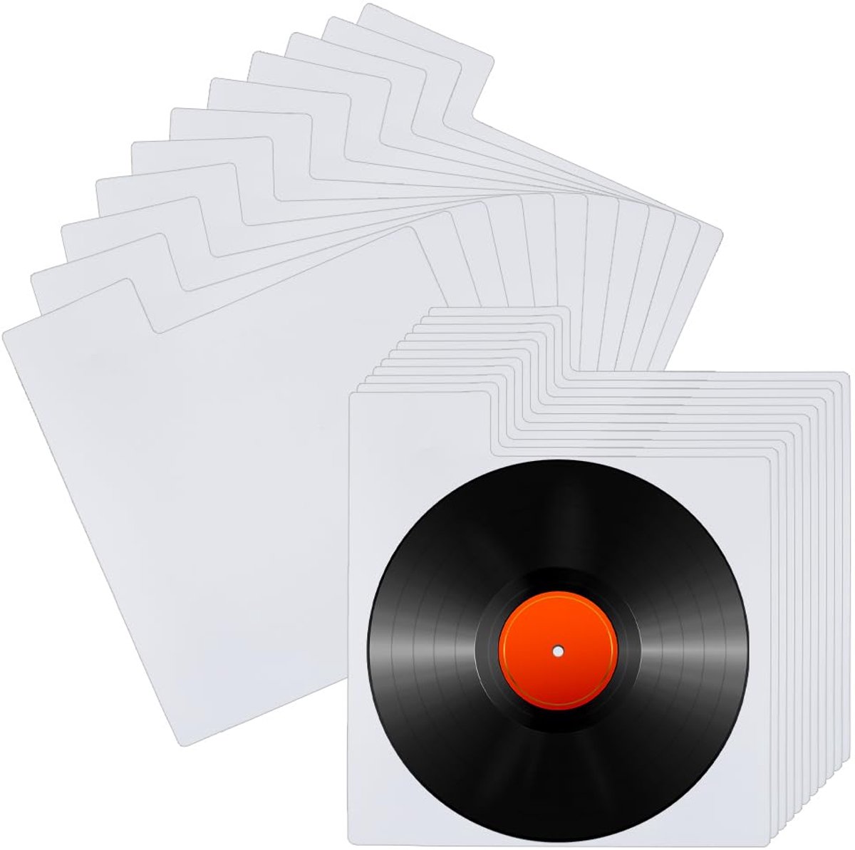 36 Vinylschijfverdelers - Kunststof Albumverdelers - 32 x 35 cm - Met Etiketten - Wit