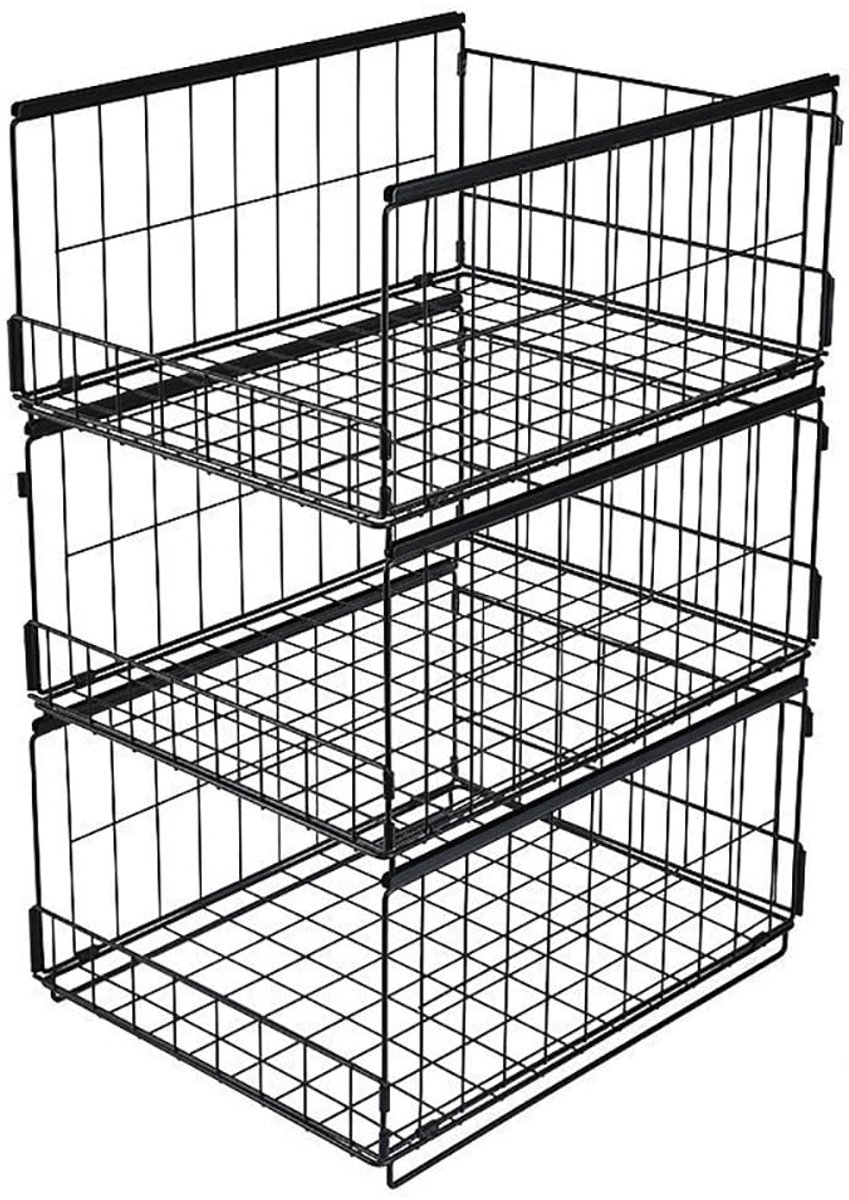 Kledingkast Organizer - Stapelbaar en Opvouwbaar Opbergsysteem - Voor Lades en Kledingkast - Zwart 3 stuks