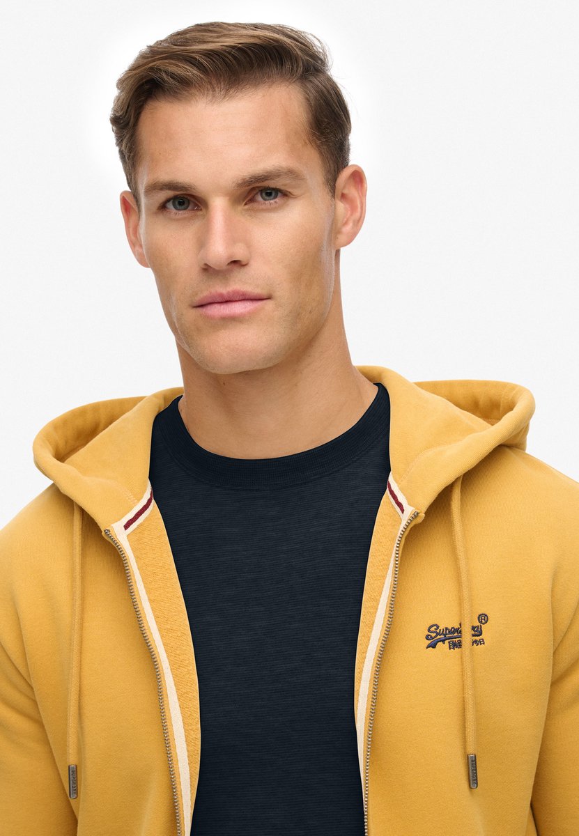 Superdry Essential Logo Half Brushed Zip Hoodie Heren Hoodies Bruin