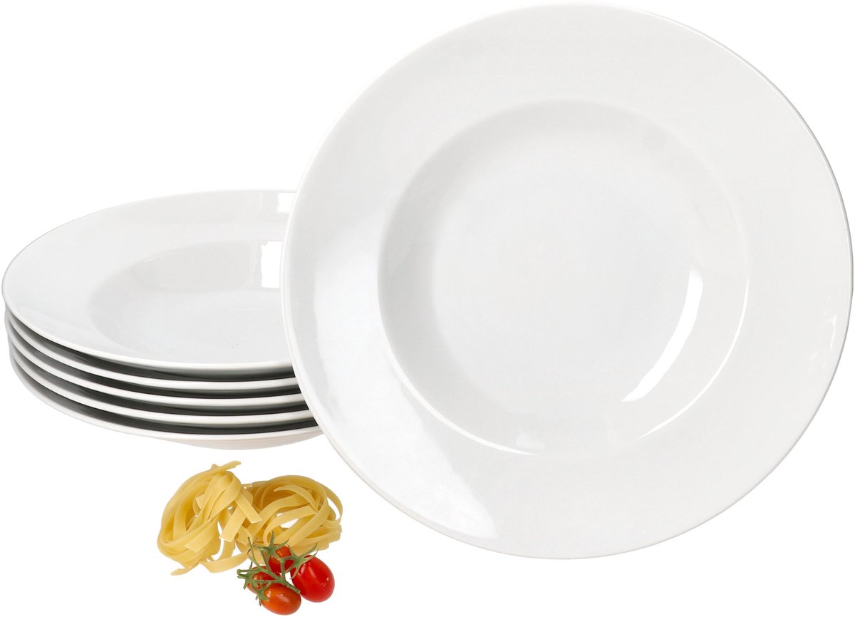 6-delig set BIANCO pastasoorten Ø30cm wit van porselein - 04249#001