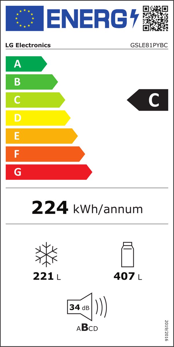 LG GSLE81PYBC Amerikaanse koelkast – 628L – Water- & ijsdispenser – WiFi LG ThinQ – Energieklasse C — afbeelding 2