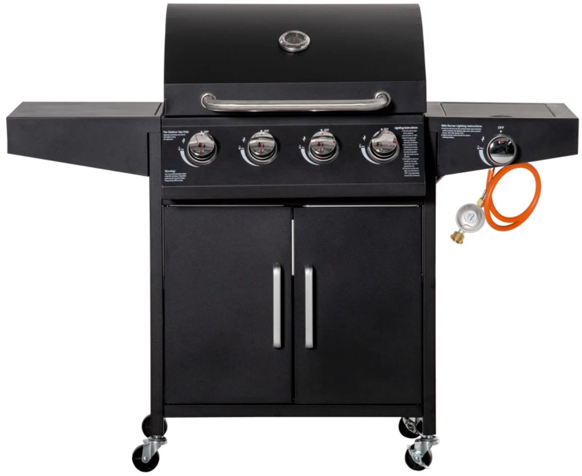 TRUUSK Gasgrill BBQ Met 3 Branders - Mobiele Grillwagen Met