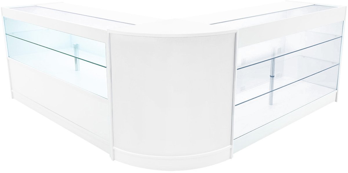 Hera led winkeltoonbank set - wit - 150+150+60 cm - led & slotdeuren