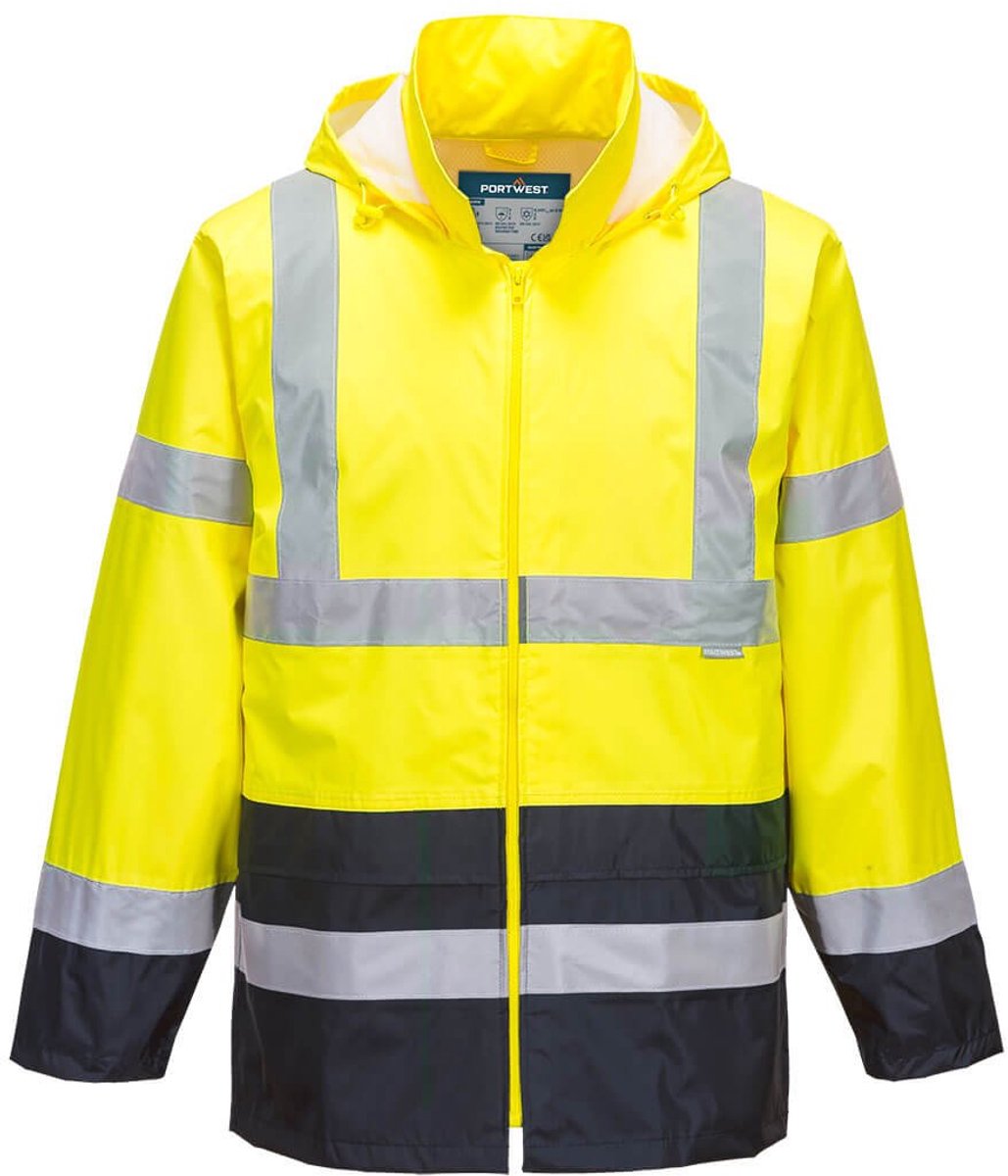 Portwest Hi-Vis Klassiek Tweekleuren Regenjack H443 /Marine Geel