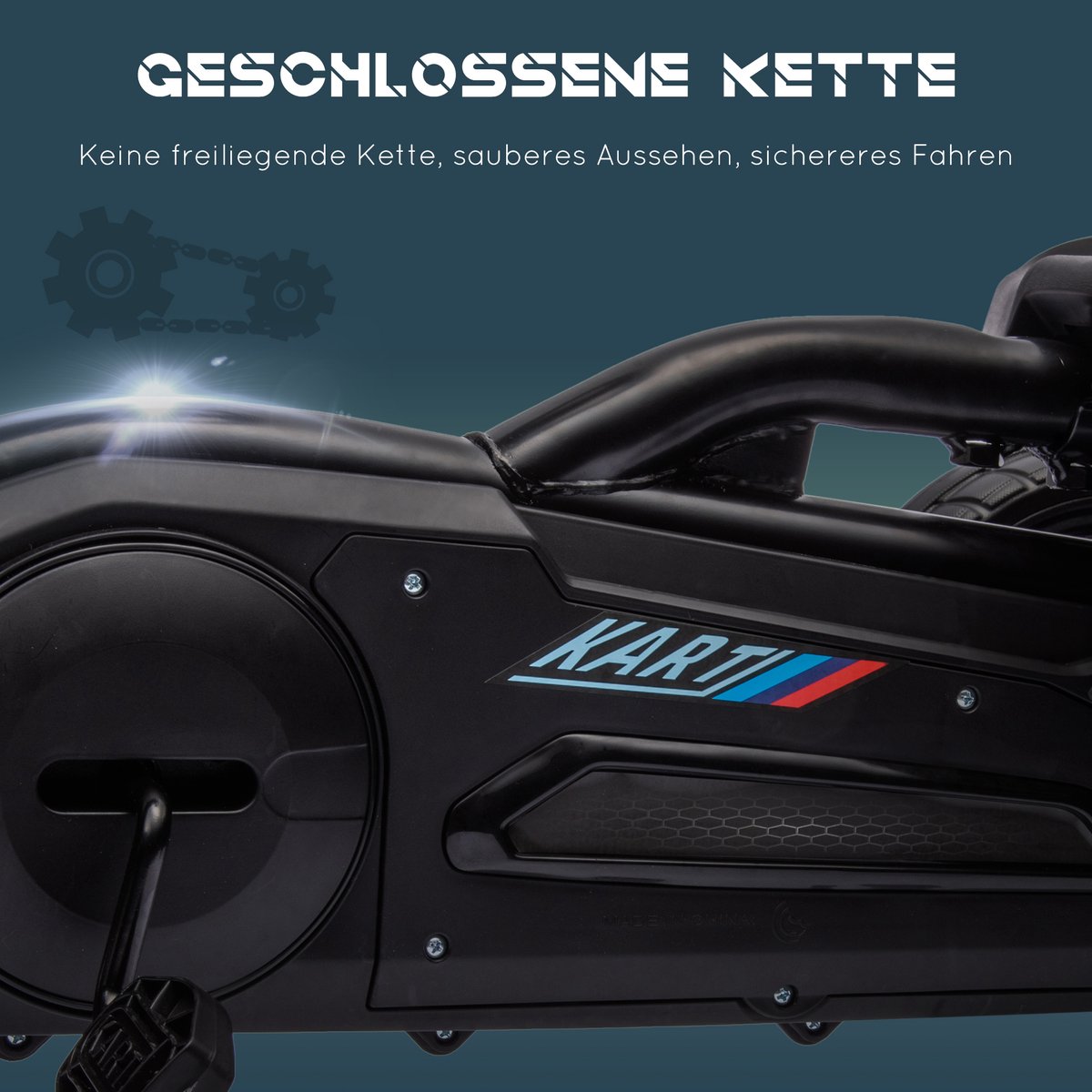 HOMCOM Trapauto Go-Kart Kunststof, Metaal 100L x 58B x 58,5H cm Zwart — afbeelding 3