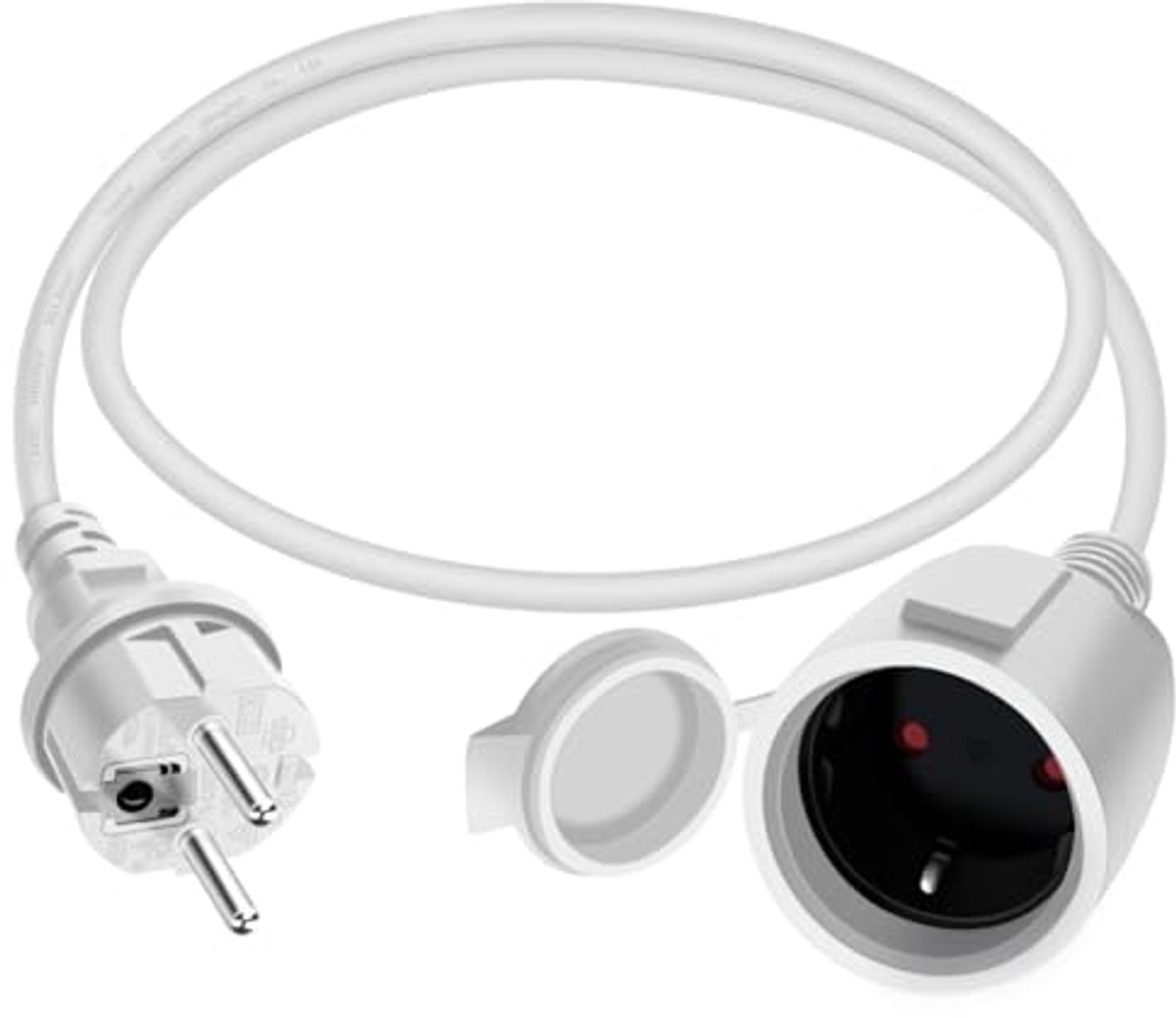 Korte Witte Schuko Uitbreidingskabel 16A/250V - IP44 voor Binnen en Buiten