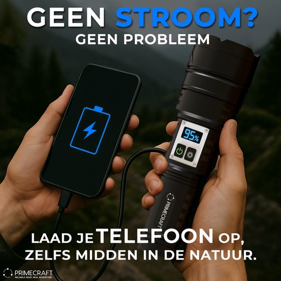 ERAY Krachtige led-zaklamp met zonnepaneel, 6500 mAh, 6 modi, IPX4 waterdicht, met draagriem, oplaadbaar, ideaal voor kamperen, fietsen, vissen