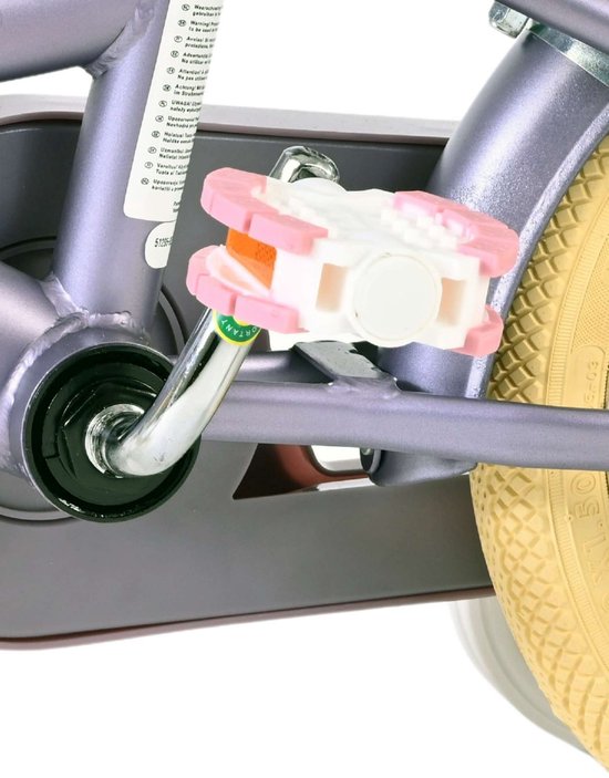Volare Blossom Kinderfiets - Meisjes - 12 inch - Paars - Twee handremmen van Volare — afbeelding 2