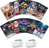Inspra Studio – Luxe Kerstkaarten met Enveloppen – 10 Stuks – Sport Wenskaarten Collectie #4 – Artistieke Sportieve Illustraties met Winterse Sfeer