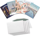 Inspra Studio – Luxe Kerstkaarten met Enveloppen – 5 Stuks – Middelburg Stad Wenskaarten – Artistieke Illustraties van Nederlandse Steden