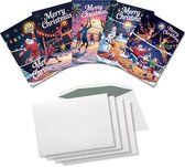 Inspra Studio – Luxe Kerstkaarten met Enveloppen – 5 Stuks – Volleybal Wenskaarten – Artistieke Sportieve Illustraties met Winterse Sfeer