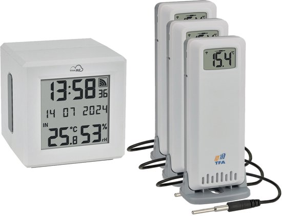 TFA Dostmann TFA.me Starter Set WLAN Gateway ID-01 mit 3 Sendern ID-A3 Draadloze thermometer digitaal Wit