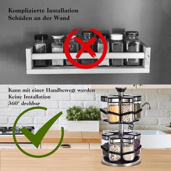 DUOJIN Kruidenrekset, universele keukenorganizer, kruidenstandaard met 12 kruidenpotjes, decoraties in kunststijl, kruidenstandaard, kruidenopslag, 28 x 23,6 cm DUOJIN Kruidenrekset, universele keukenorganizer, kruidenstandaard met 12 kruidenpotjes, decoraties in kunststijl, kruidenstandaard, kruidenopslag, 28 x 23,6 cm