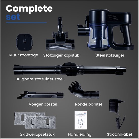 Saaf G90 Steelstofzuiger met Dweilfunctie - 8-delige set met