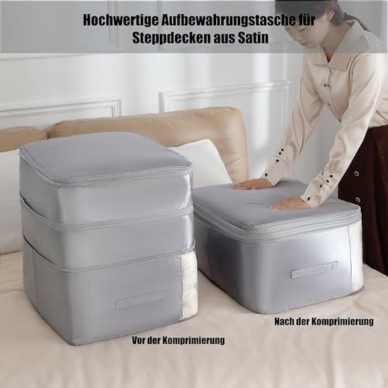 Ruimtebesparende Zelfcomprimerende Opbergtas voor Dekbedden, Kussens en Kleding - 52 x 42 x 50 cm — afbeelding 3
