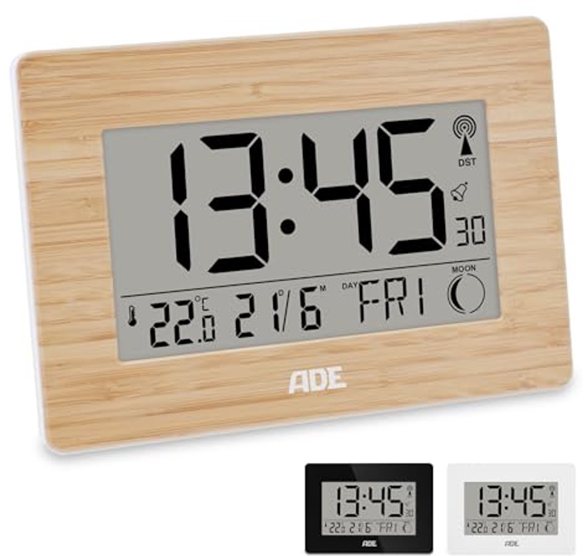 Digitale Radioklok met XXL Cijfers, Kalender en Temperatuurweergave - Radiogestuurd en Batterijgevoed