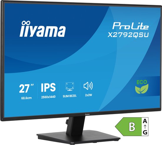 27″ iiyama ProLite X2792QSU QHD IPS Monitor, 2560×1440, Smalle Rand, USB-Hub, Energieklasse B