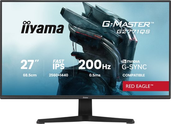 iiyama G-Master G2771QS-B1 Red Eagle - 27 inch - QHD - IPS - 200 Hz - G-Sync compatible