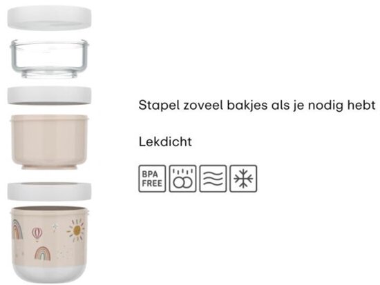 Mepal Mio Snackbox stack 3 pièces Little Dutch - 550 ml - Empilez autant que vous avez besoin - Compatible micro-ondes et lave-vaisselle - Little Farm