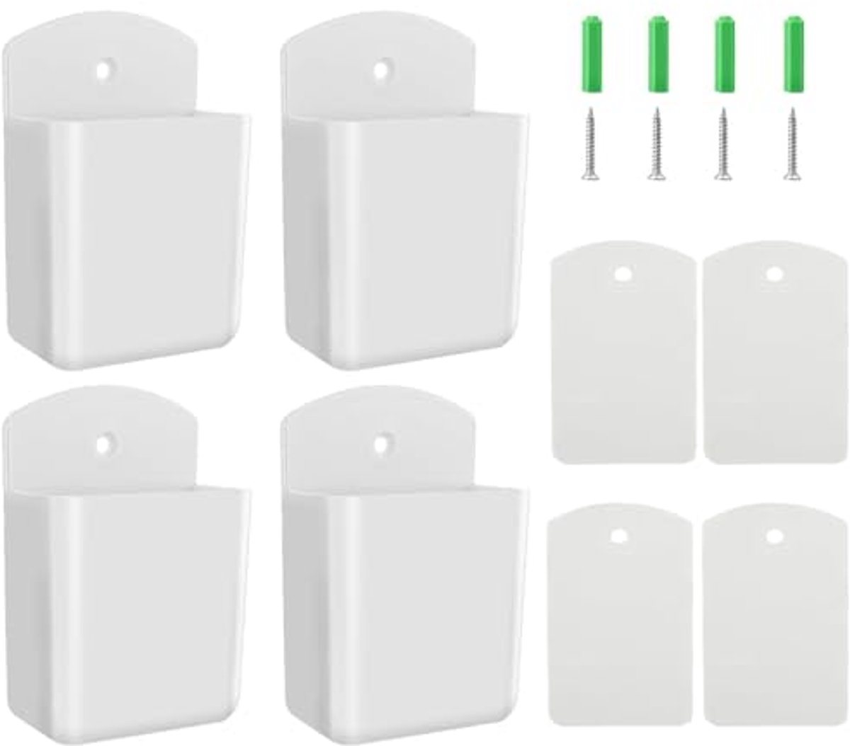 Wandhouder voor Afstandsbedieningen, 4 Stuks, Zelfklevend, Multifunctionele Opbergdoos, Wit