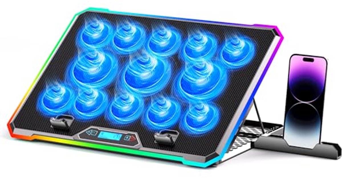 RGB Koelmat voor Gaming-Laptops met 13 Stille Koelventilatoren