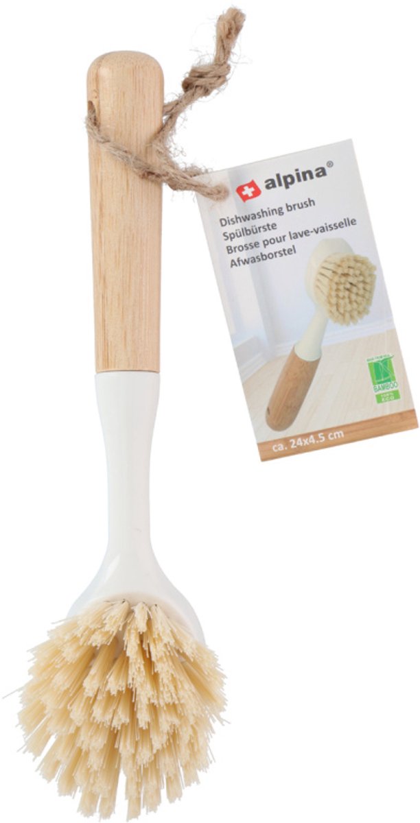 Alpina Afwasborstel Bamboe - 24 cm, Crème