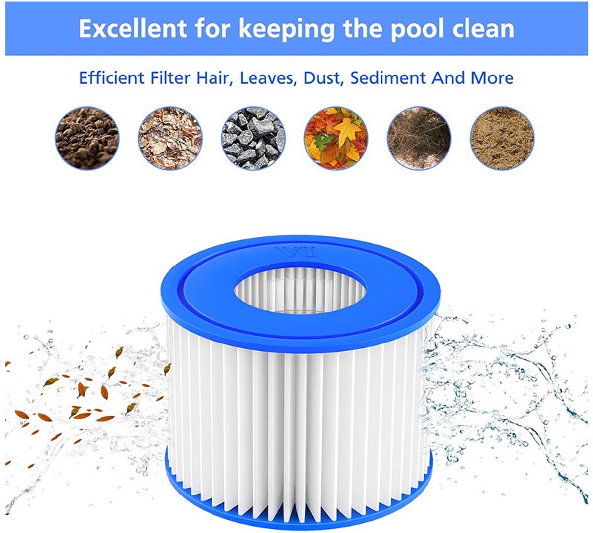 4 x Filter VI voor zwembad - geschikt voor Bestway Miami, Lay-Z-Spa Pool filter - Filterpatroon VI — afbeelding 7