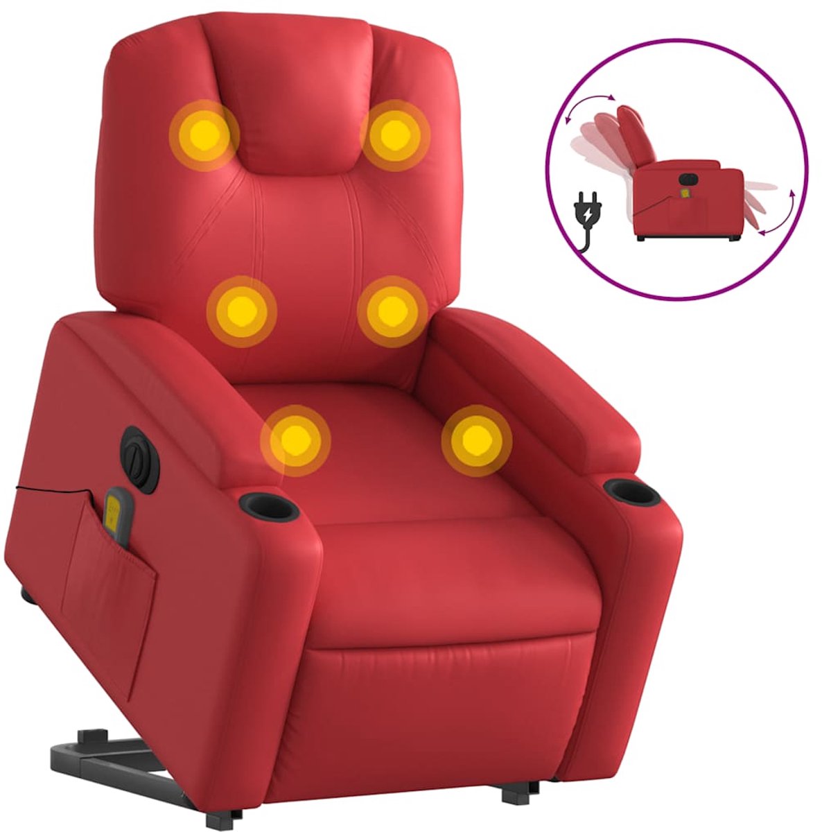 vidaXL Sta-op-massagestoel - elektrisch - kunstleer - rood