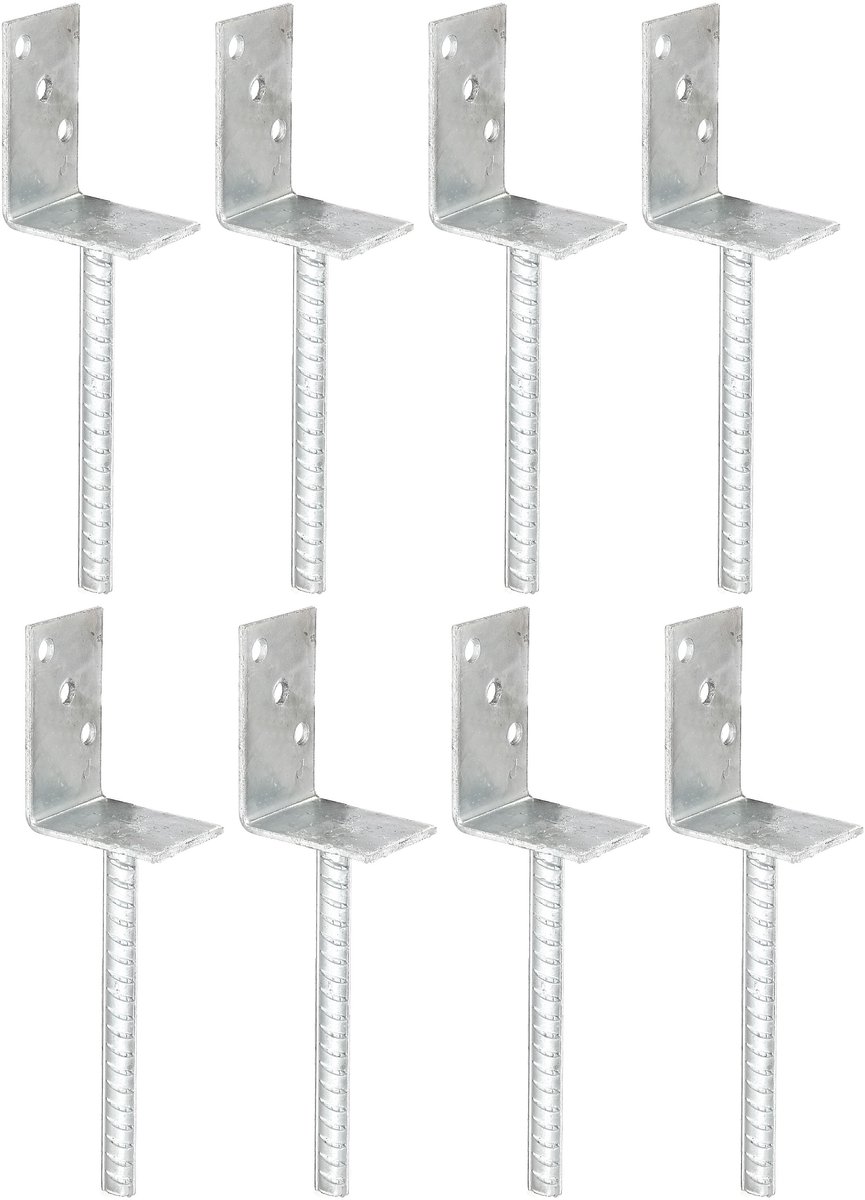 Alberts 8 x L-paaldrager mit Riffelstahl-betonanker, 80x104 mm, betonanker 20 mm, thermisch verzinkt, voor inbetonneren
