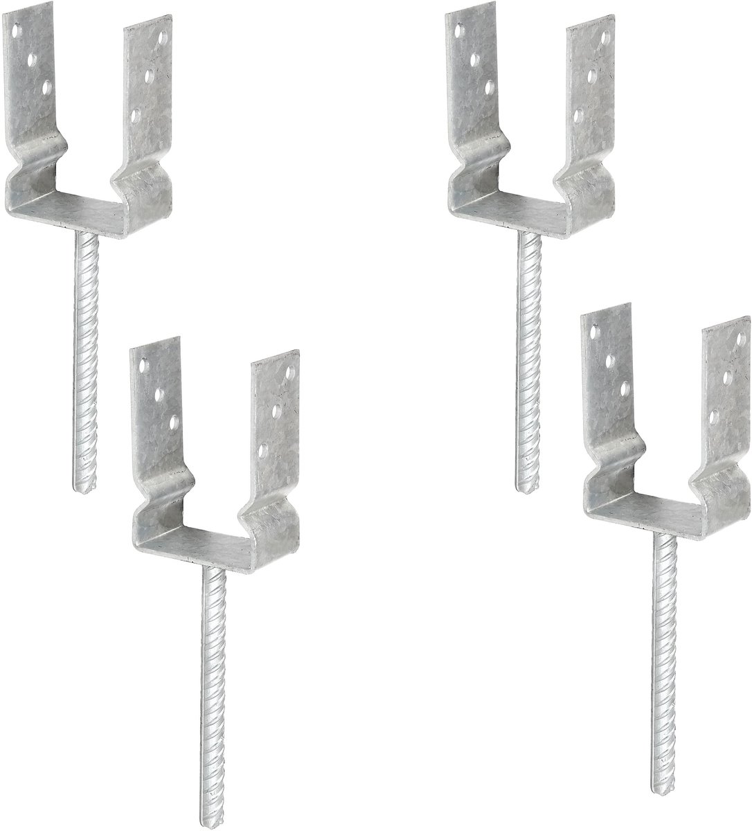 Alberts 4 x U-paaldrager voor inbetonneren, Riffelstahl-betonanker, 91x91 mm, thermisch verzinkt
