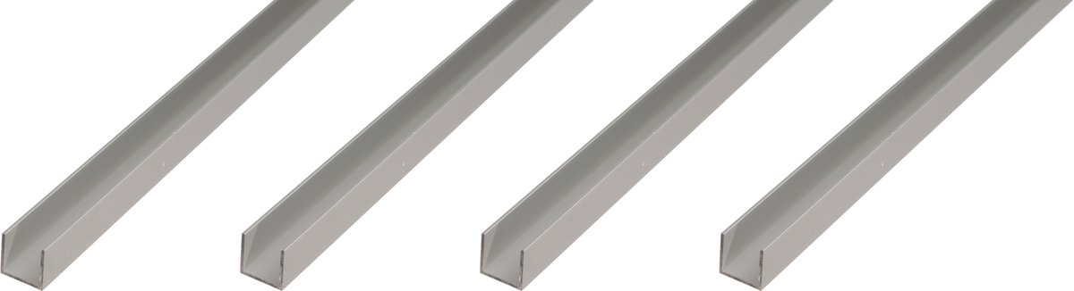 Alberts 4 x U-Profil, Aluminium, 13 x 16 x 13 x 1,5 mm, lengte 1 m, zilverkleurig geanodiseerd