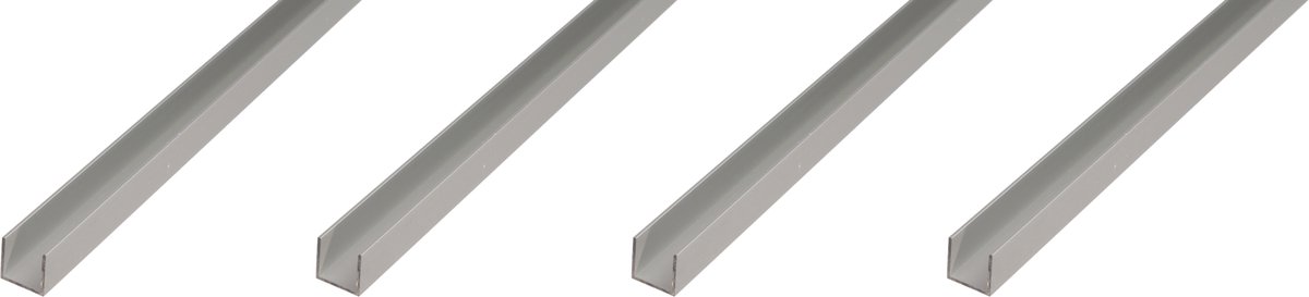 Alberts 4 x U-Profil, Aluminium, 10 x 15 x 10 x 1,5 mm, lengte 2 m, zilverkleurig geanodiseerd
