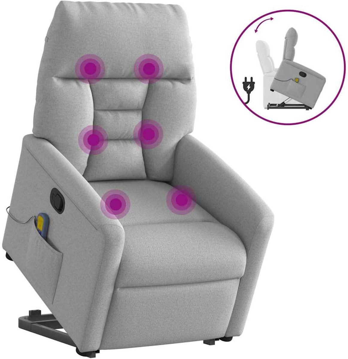 vidaXL Sta-op-massagestoel - verstelbaar - stof - wolk - grijs wolk grijs