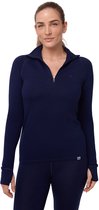 DANISH ENDURANCE Thermoshirt met Rits voor Vrouwen - van Merino Wol - Donker Marine - Maat M