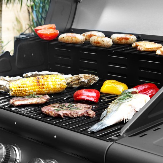 TAINO RED 4+1 gasgrill - trolley BBQ RVS brander gasgrill zwart — afbeelding 5