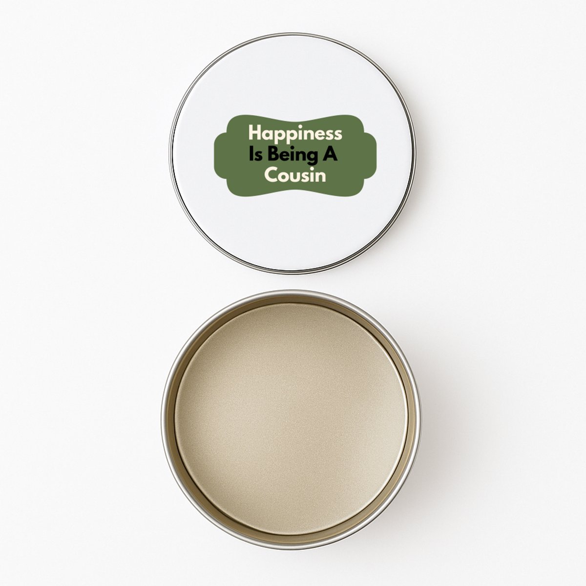 Hacebo® - happiness is being a cousin koektrommel rond - Neef - de liefste neef - koekblik – koektrommels – bewaarblik - snoeptrommel - verjaardag - cadeautje voor neef - neef artikelen - kado - geschenk - koek trommel - Ø 15 CM