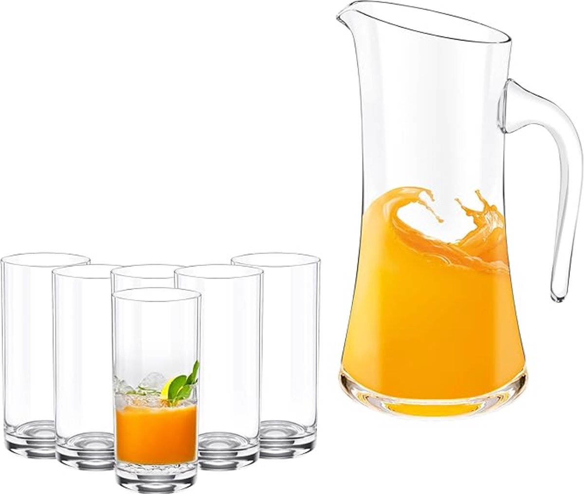 Wilmax Glazen- en Karafset - 6 Drinkglazen en 1 Karaf - 1500 ml