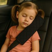 Lot de 2 housses de ceinture de sécurité HEM - Coussin d'épaule Zwart confortable - Universel - Anti-frottement et anti-irritation - Coussin de ceinture de sécurité - Housse de ceinture