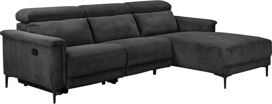Lund|Canapé d'angle 3 places avec fonction manuelle en tissu anthracite