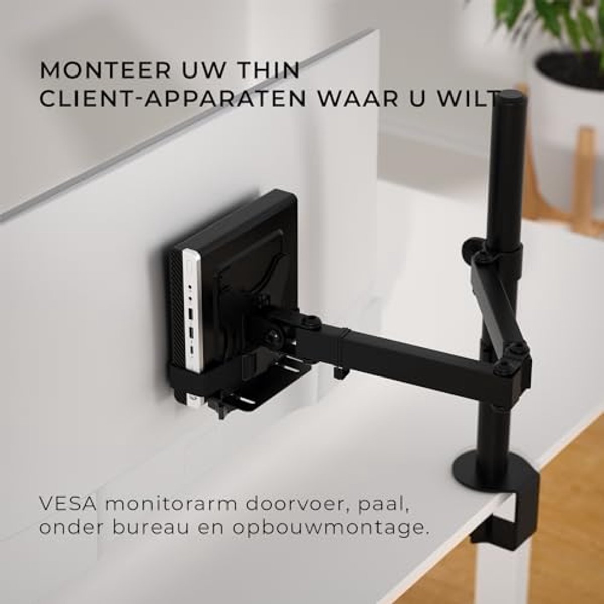 VESA Bevestigingsbeugel voor Mini PC of Computer, Monteer op Monitorarm of Onder Bureau