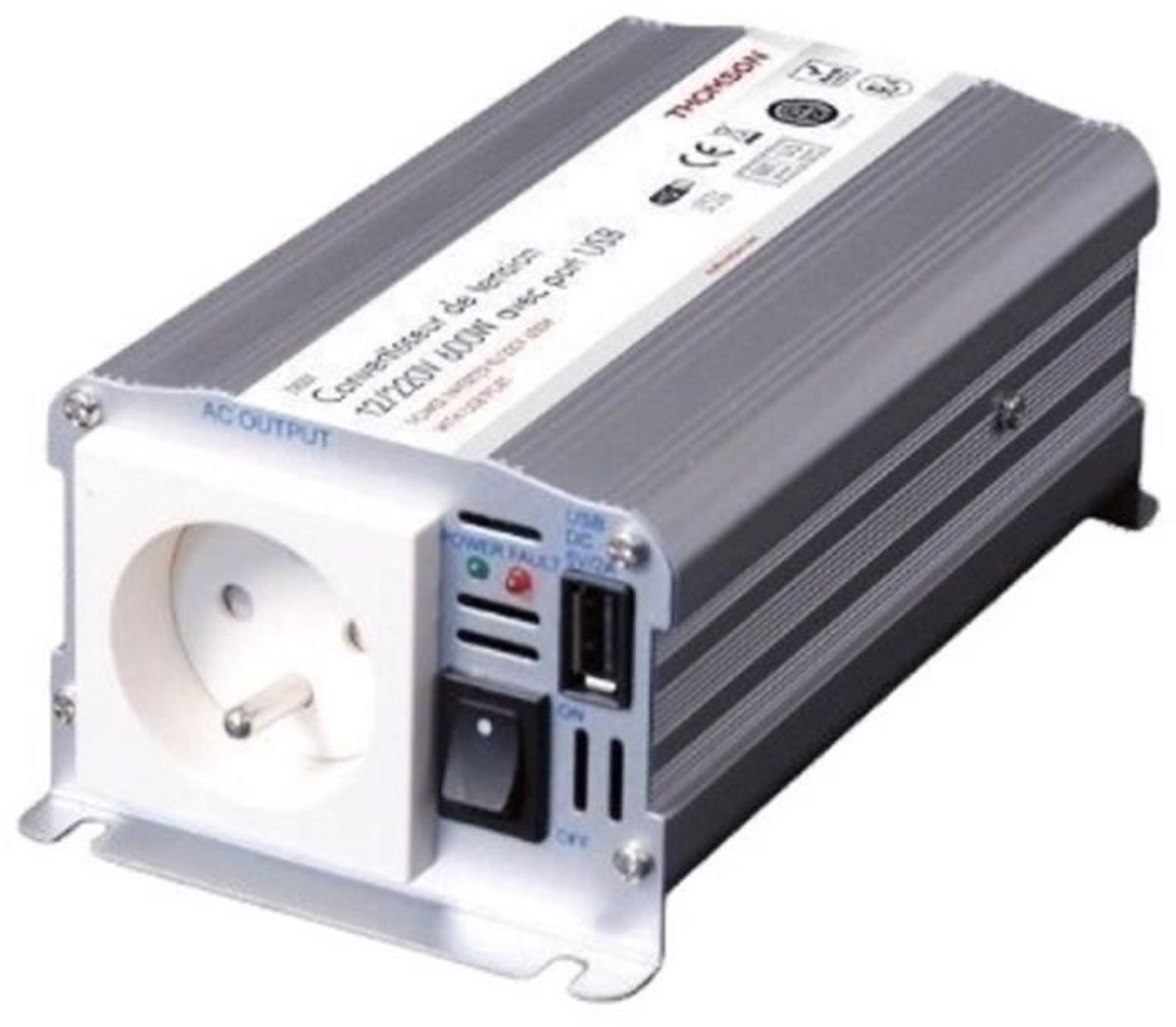 Spanningsomvormer - THOMSON - 12/220 V - 600 W - Met USB-aansluiting