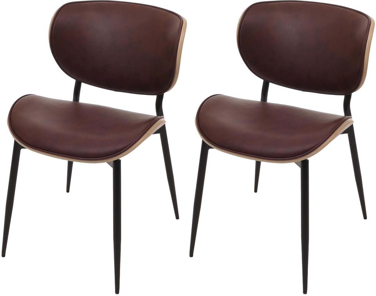 Set van 2 eetkamerstoelen MCW-O45, gebogen houten kunstleer 280g/m² Oeko-Tex MVG-gecertifi