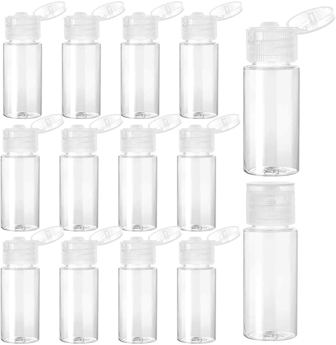 Image of 15ml Travel Flessen Set - 12 Stuks - Flip Cap - Transparante Flessen voor Vullen - Vliegtuig - Cosmetica - Lege Dispenser - Plastic Fles voor Zakenreis