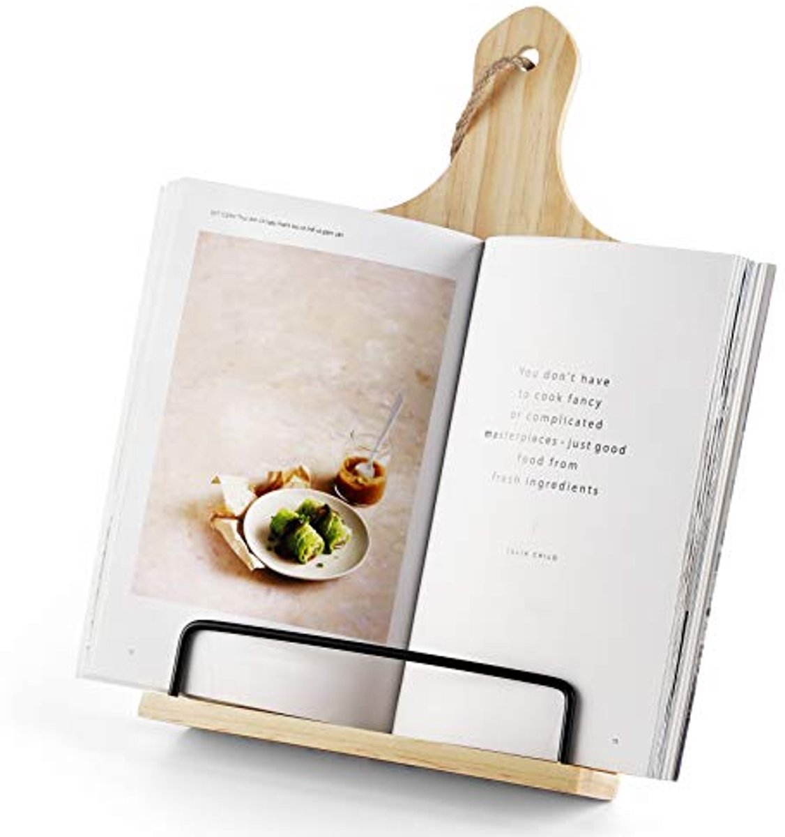 Verstelbare Houten Kookboekhouder met Antislip Ondersteuning voor Tablet en Recepten