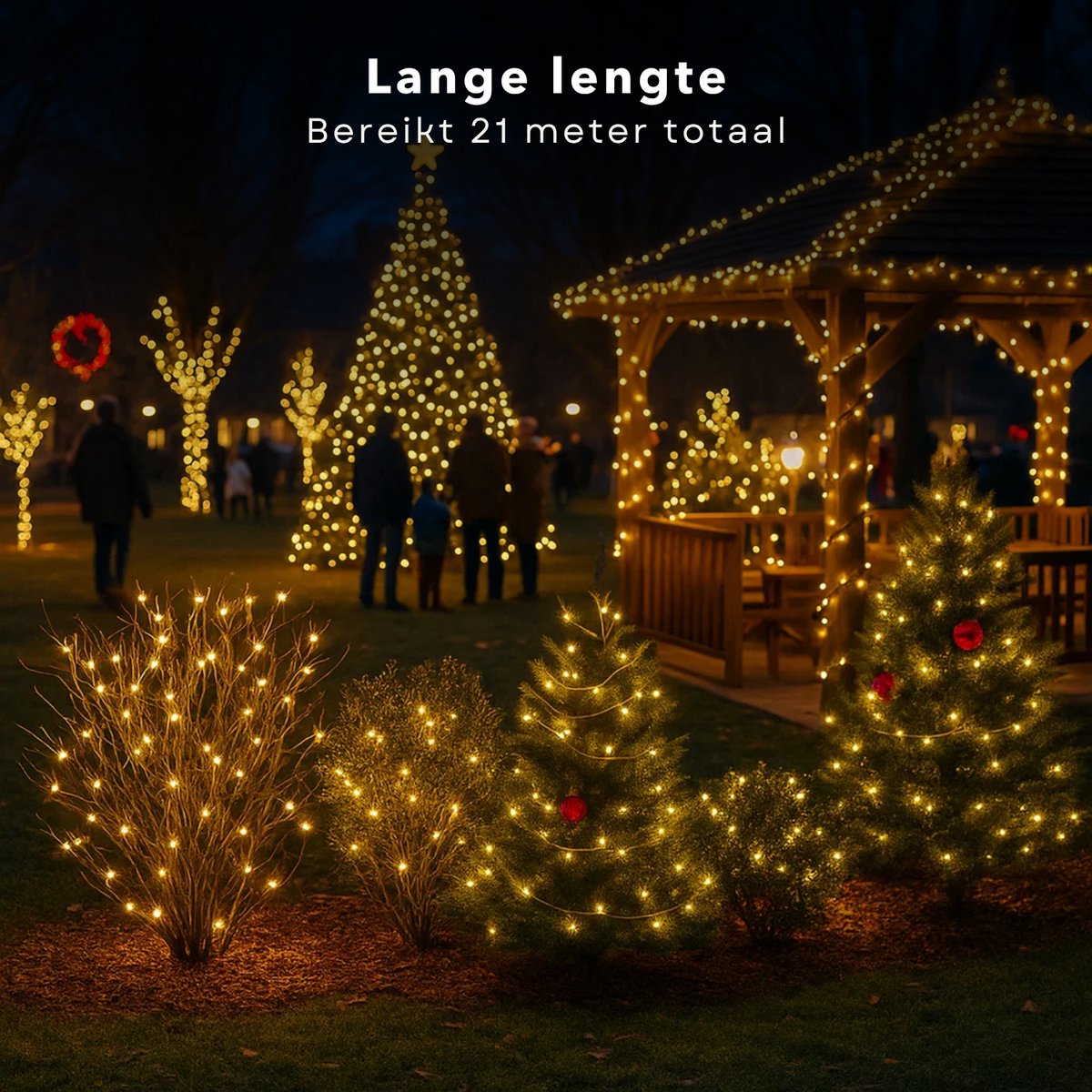 Cheqo® LED Verlichting - 240 LED Lampjes - Warm Wit - Lichtfuncties - Timer Functie - 18 Meter Lichtsnoer - Kerstboomverlichting Transparant Snoer - Binnen En Buiten - IP44 Adapter - Kerstverlichting - Lichtslinger - Sfeerverlichting - Kerstlampjes – foto 5
