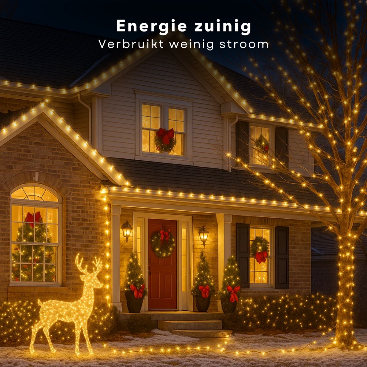 Cheqo® LED Verlichting - 240 LED Lampjes - Warm Wit - Lichtfuncties - Timer Functie - 18 Meter Lichtsnoer - Kerstboomverlichting Transparant Snoer - Binnen En Buiten - IP44 Adapter - Kerstverlichting - Lichtslinger - Sfeerverlichting - Kerstlampjes – foto 4