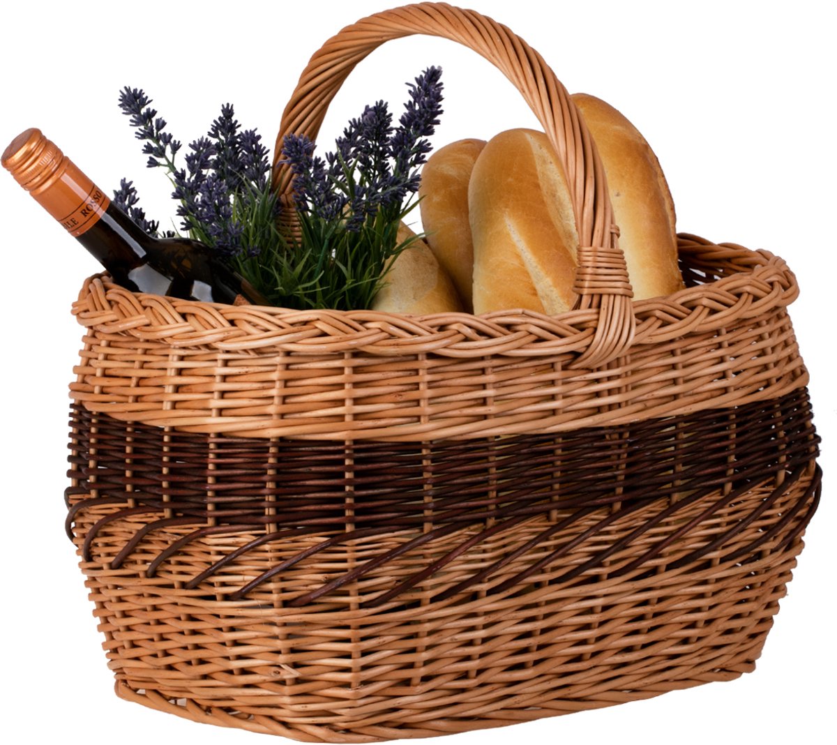 The Wicker Stories - Grote Rieten Winkelmand met Handvat – Handgemaakt in Europa – Voor Boodschappen & Picknick