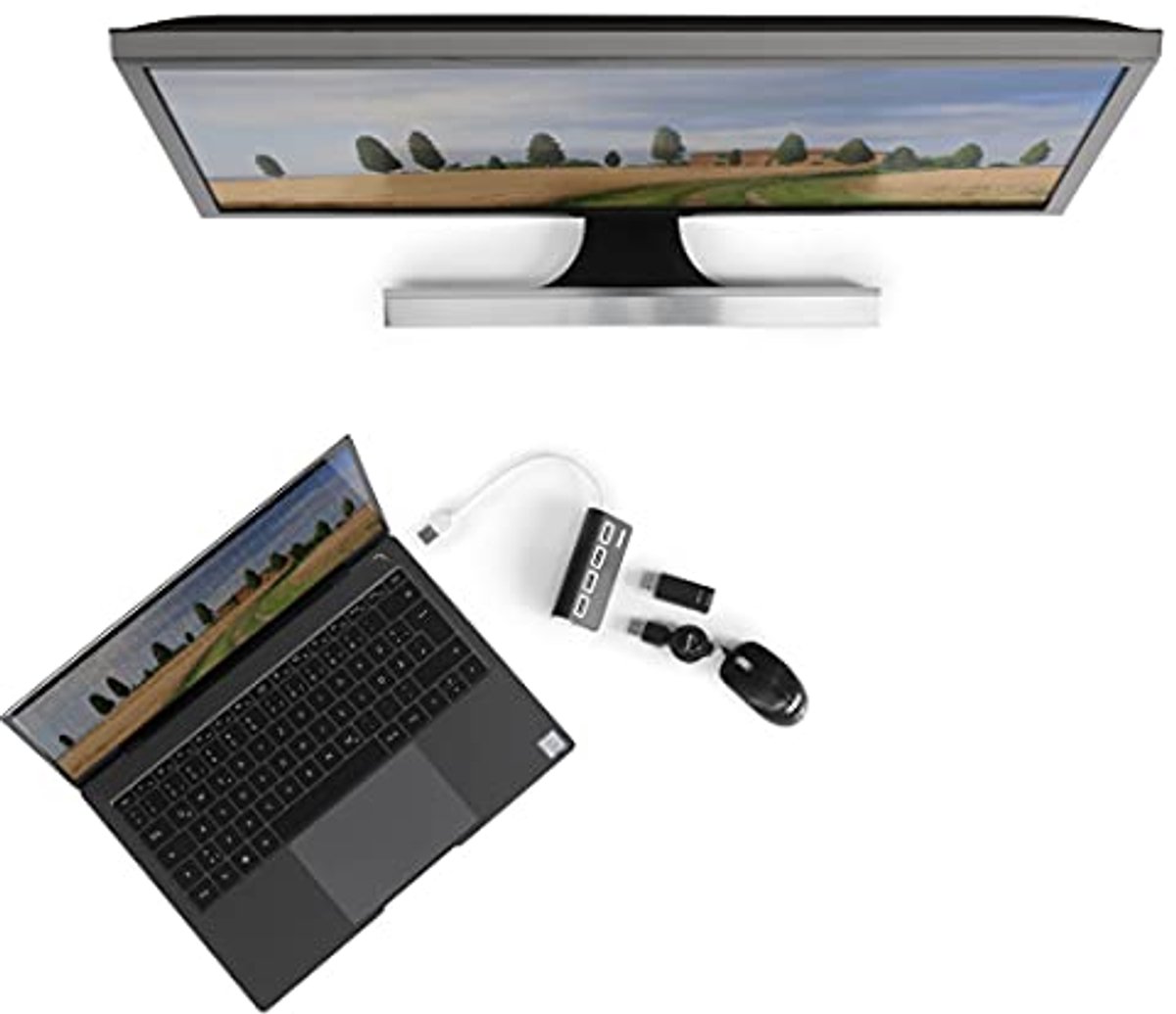 4-poorts USB 2.0-Hub voor Desktop en Laptop